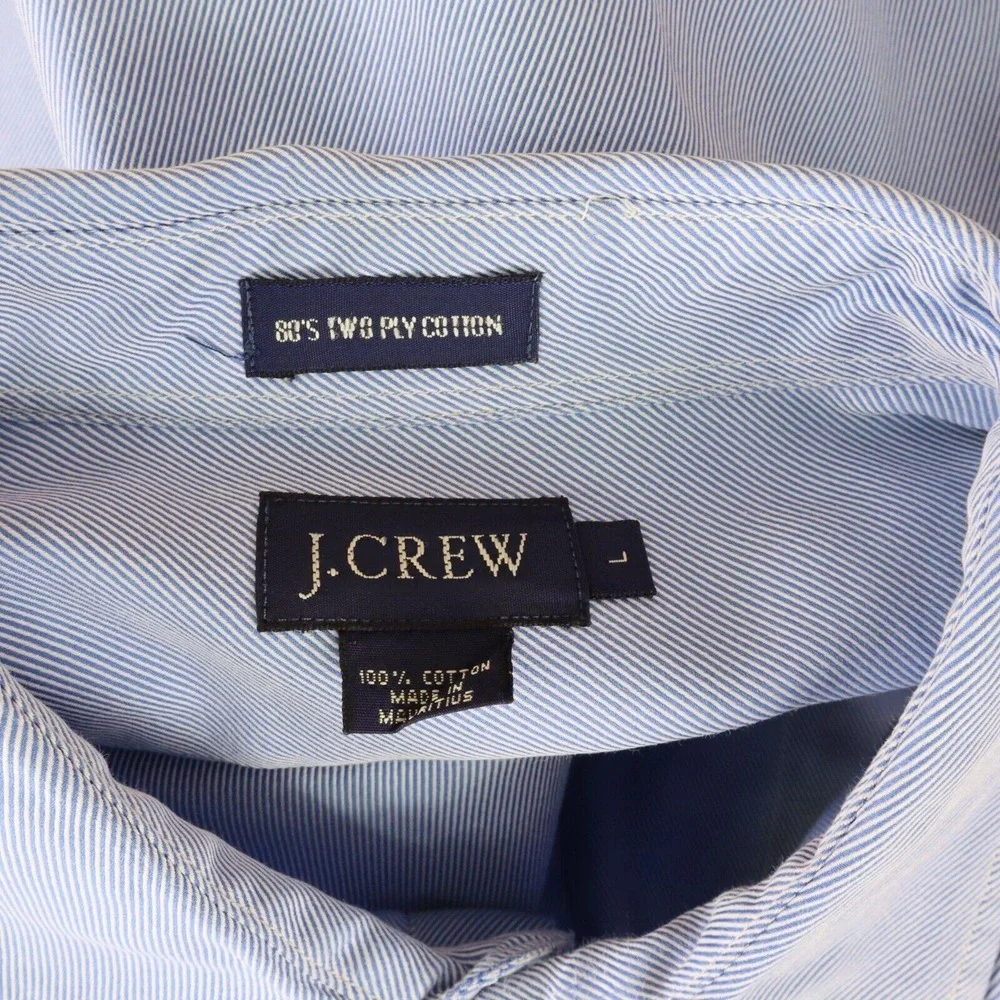 J. Crew Dress Shirt w/ Pocket Mens SizeL Blue 80's 100% 2-Ply Cotton Long Sleeve